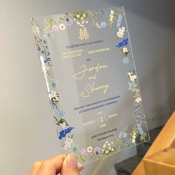 Transparent Acrylic Floral Wedding Invitation